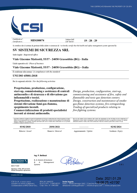 CERTIFICAT UNI ISO 45001:2018