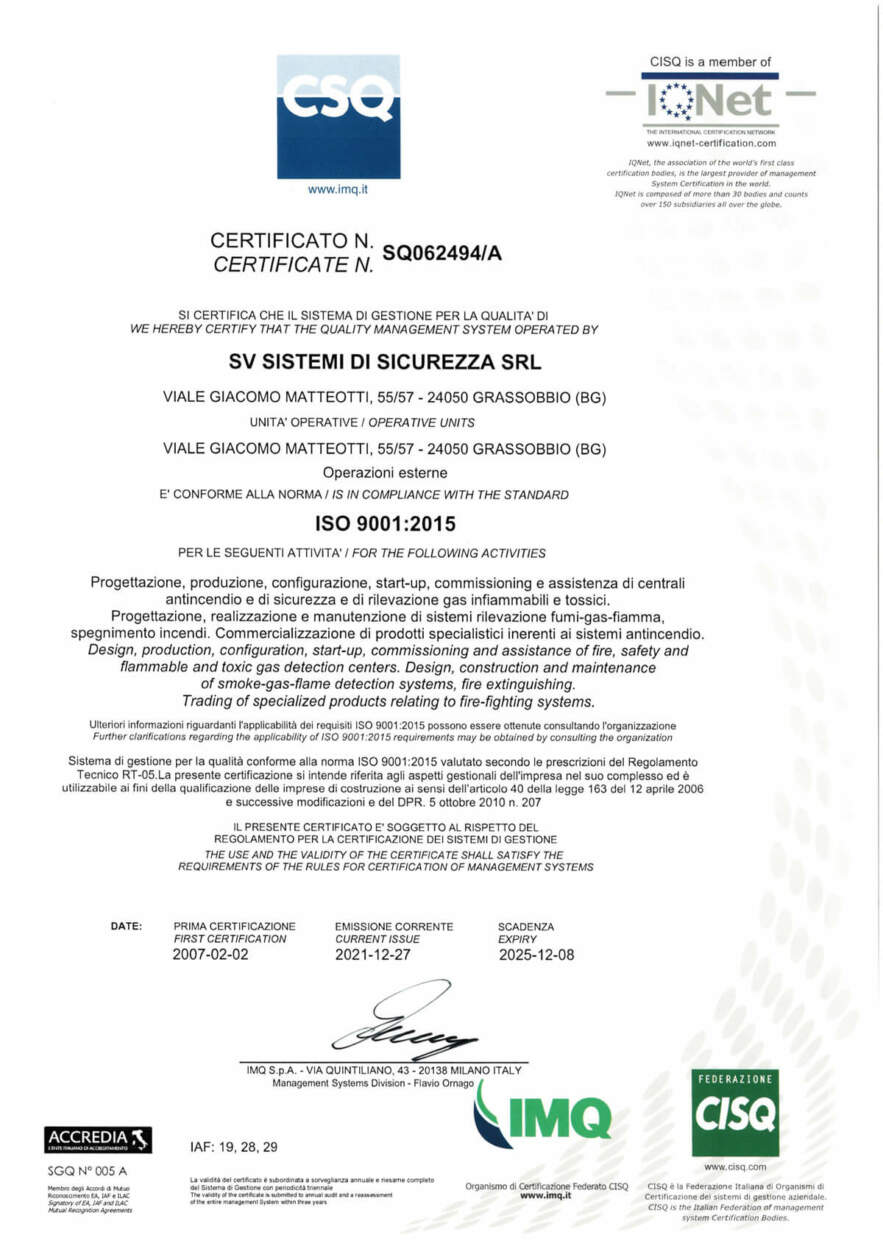 CERTIFICAT UNI EN ISO 9001:2015